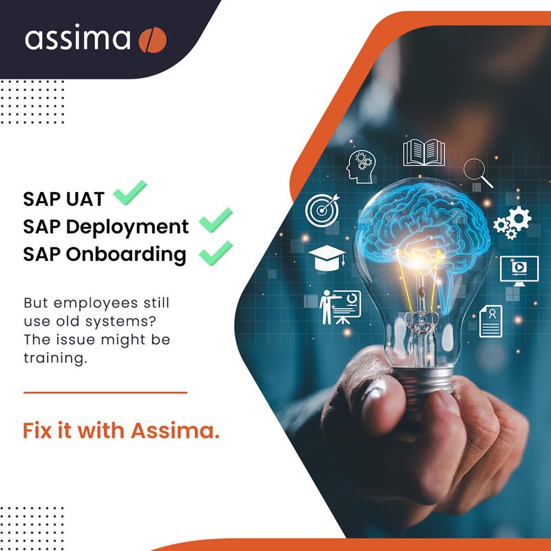 Assima's tweet image. Completed training does not equate to successful training in the case of SAP.

Make SAP training effective, productive, and results-driven with Assima.

zurl.co/Fso4b 

#AssimaSAPTraining #AssimaSolutions #SAPRollout