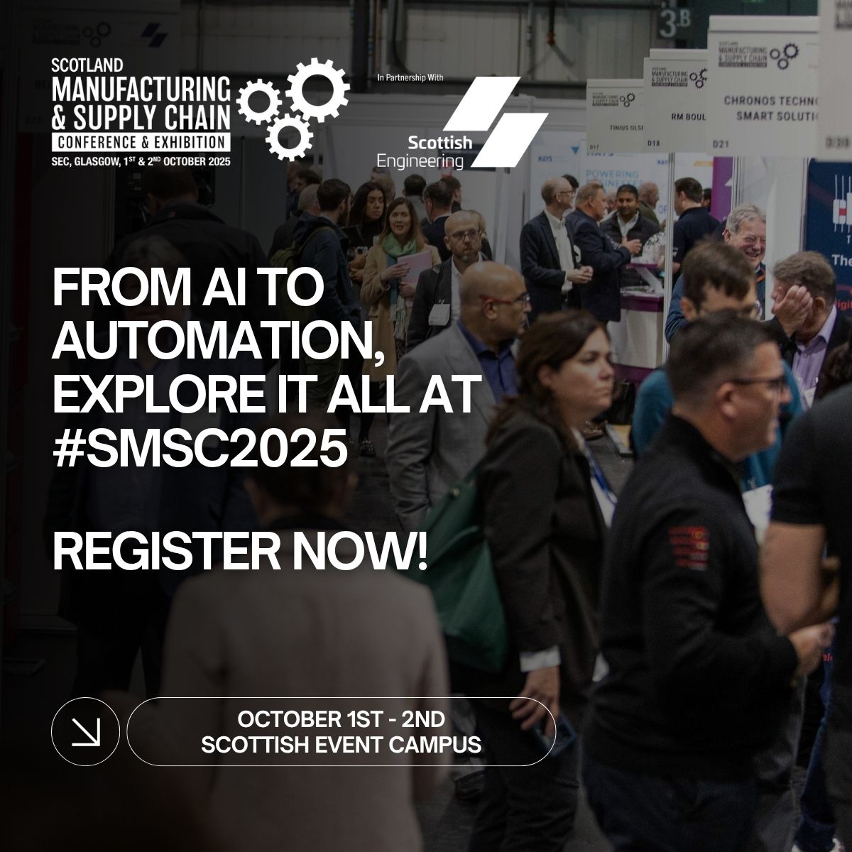 The Scotland Manufacturing &amp; Supply Chain Conference is where the industry meets innovation! 🌍

Don’t miss your chance to connect, discover, and grow. #SMSC2025

📍 SEC Glasgow | 🗓️ Oct 1–2 | 🎟️ Register free:  bit.ly/44w58Cd