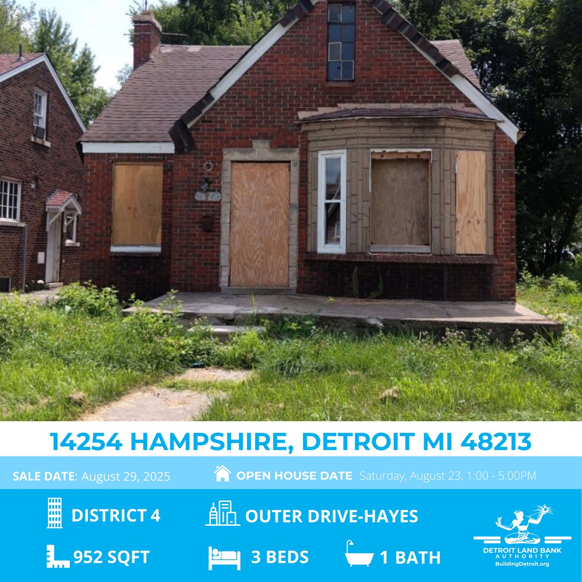 ✨ Find your Detroit dream home!
Join the Detroit Land Bank Authority for Open Houses on Saturday, August 23 from 1–5PM. Walk through available properties and see the possibilities for yourself.