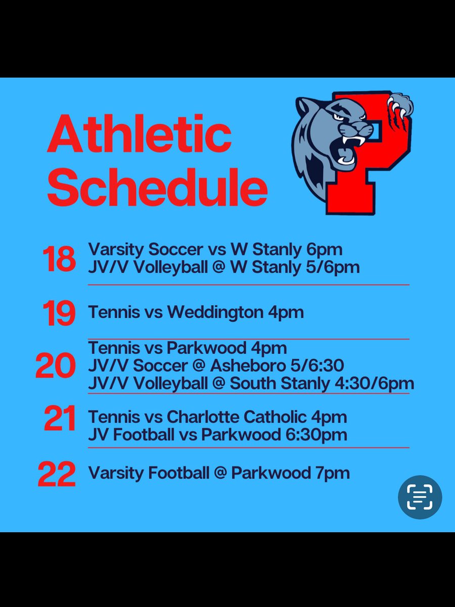 Come out and support you Piedmont Panthers! <a href="/AGHoulihan/">Andrew G. Houlihan</a> <a href="/UCPSNCAthletics/">UCPS NC Athletics</a> <a href="/UCPSNC/">Union County Public Schools</a> <a href="/PiedmontHSNC/">Piedmont High School</a> <a href="/piedmontHighBC/">Piedmont High Athletic Booster Club</a> <a href="/PiedmontHighATC/">PHS AthleticTraining</a> <a href="/DylanStamey_PHS/">Dylan Stamey</a>