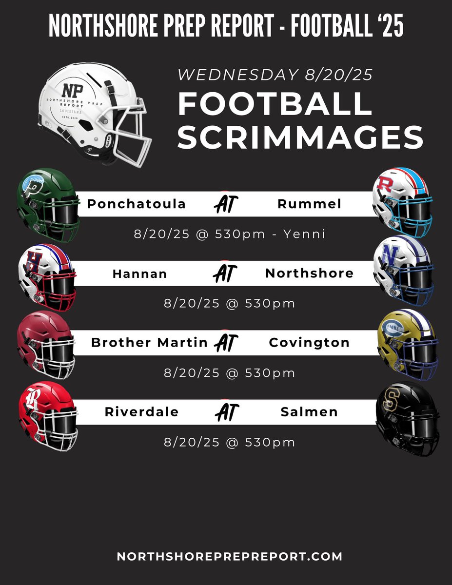 NorthshorePrepR's tweet photo. FOOTBALL 🏈🏈🏈

NORTHSHORE…… It’s Scrimmage Week!!!!  It’s time to hit someone in a different jersey!  One week away from Jamborees. 

@Mandeville_FB @PHS_Wave_FB @HannanAthletics @NorthshorePant1 @BrMartinFB @SalmenAthletics @RummelFootball1 @PBS_EaglesFB @LSTitanFootball @CurtisFootball1 @wolvesfootball_ @LHSWolvesFB @RecruitOwls @FHSdawgfootball @STAQfootball @JHSNolaFootball 
@richiemills @EricRicheyVSN @juangkincaid @kentrahan