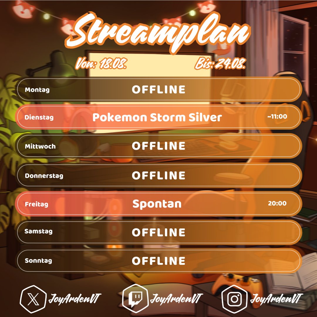 Joy || Fuchs-VTuber (@joyardenvt) on Twitter photo Besser spät als nie!
Diese Woche beenden wir WIRKLICH PKMN. Bissle trainieren und dann Rot klatschen! Danach dann spontan weiter und für Freitagabend überlege ich mir was cooles! vielleicht kann ich ja <a href="/NorikoSpielt/">NorikoSpielt | Vtube | Gaming und Chaos!</a> zu irgendeiner Schandtat überreden. 🧡🧡 Besser spät als nie!
Diese Woche beenden wir WIRKLICH PKMN. Bissle trainieren und dann Rot klatschen! Danach dann spontan weiter und für Freitagabend überlege ich mir was cooles! vielleicht kann ich ja <a href="/NorikoSpielt/">NorikoSpielt | Vtube | Gaming und Chaos!</a> zu irgendeiner Schandtat überreden. 🧡🧡