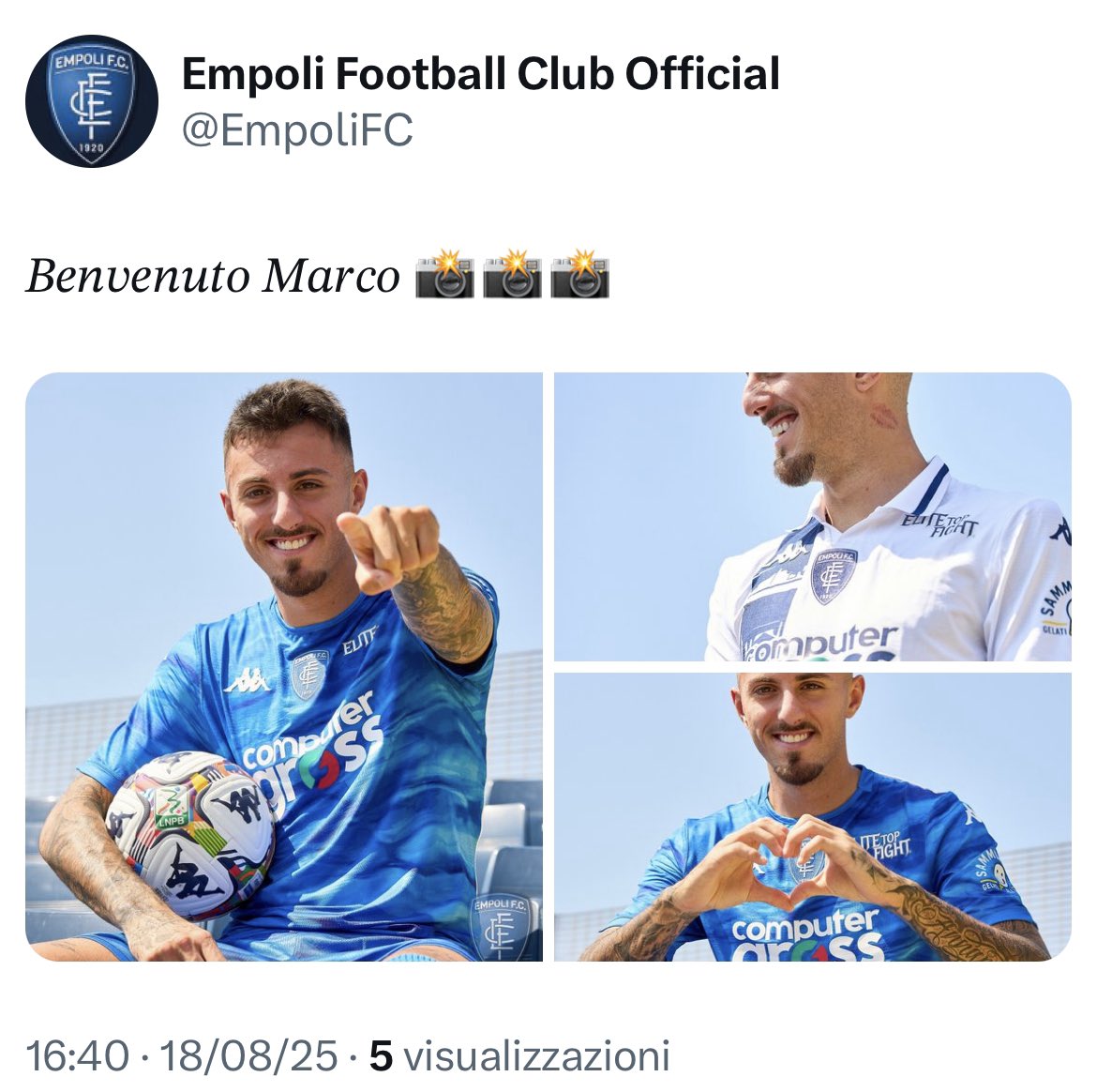 NicoSchira's tweet image. Ora è ufficiale! Marco #Nasti all’#Empoli in prestito con diritto di riscatto dalla #Cremonese. Tutto confermato dal 9 agosto come raccontato in esclusiva. #calciomercato