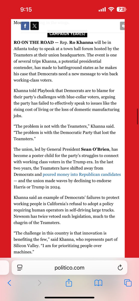 The problem is not with the ⁦<a href="/Teamsters/">Teamsters</a>⁩ or ⁦<a href="/TeamsterSOB/">Sean M. O'Brien</a>⁩. The problem is with the Democratic party that lost the Teamsters.