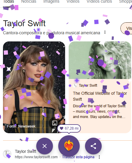 taylorswiftbr's tweet photo. O QUE VEM AÍ? 💜                             

A animação da página de pesquisa de Taylor Swift no Google também foi alterada para a cor roxa. https://t.co/2Z7jUf0Zgp