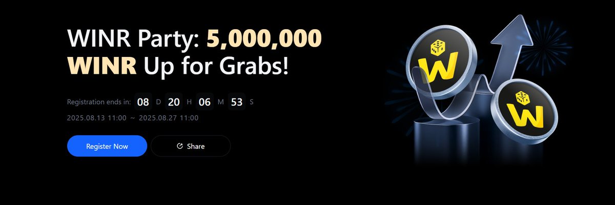 The $WINR Trading Contest on <a href="/MEXC_Official/">MEXC</a> is LIVE, but not for long 👀
You’ve got 10 days left to claim your share of the 5,000,000 $WINR prize pool!

Here’s how to get involved:

🔹New to MEXC?
Deposit 15,000 $WINR (or 100 USDT)
Be among the first 1,000 users → Receive 2,000