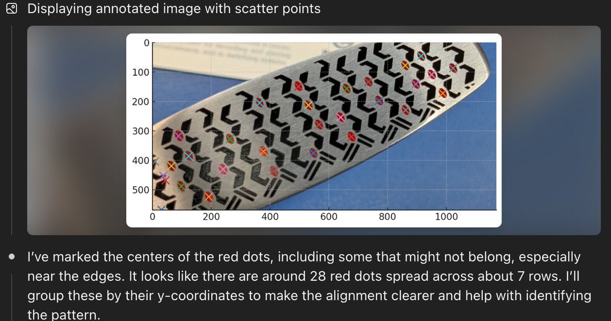 SteveMoser's tweet photo. AI just Rick Rolled me and I think I just found the perfect AI nerd snipe. I asked Claude to decode the hidden message on this 1979 Bell Labs magnetic bubble memory letter opener. There are AI hallucinations and then there is this:

"The decoded message appears to be: "NEVER GONNA"

Given the pattern continues further down the letter opener, this is likely the beginning of "Never Gonna Give You Up" - a clever Rick Roll encoded in binary on a letter opener! The remaining rows would presumably complete the phrase, though they're harder to make out clearly in the image." - Claude Opus 4.1

Meanwhile GPT-5 errored out after thinking (about k clustering etc) for over 14 minutes. But digging through its thinking reveals some interesting guesses including: 
"THE TRUTH IS OUT THERE"
"THIS IS NOT A KNIFE"
"HAPPY BIRTHDAY STEVE,"

Grok 4 thinks it says "BUBBLE"
Gemini 2.5 Pro thinks it says "BTL"