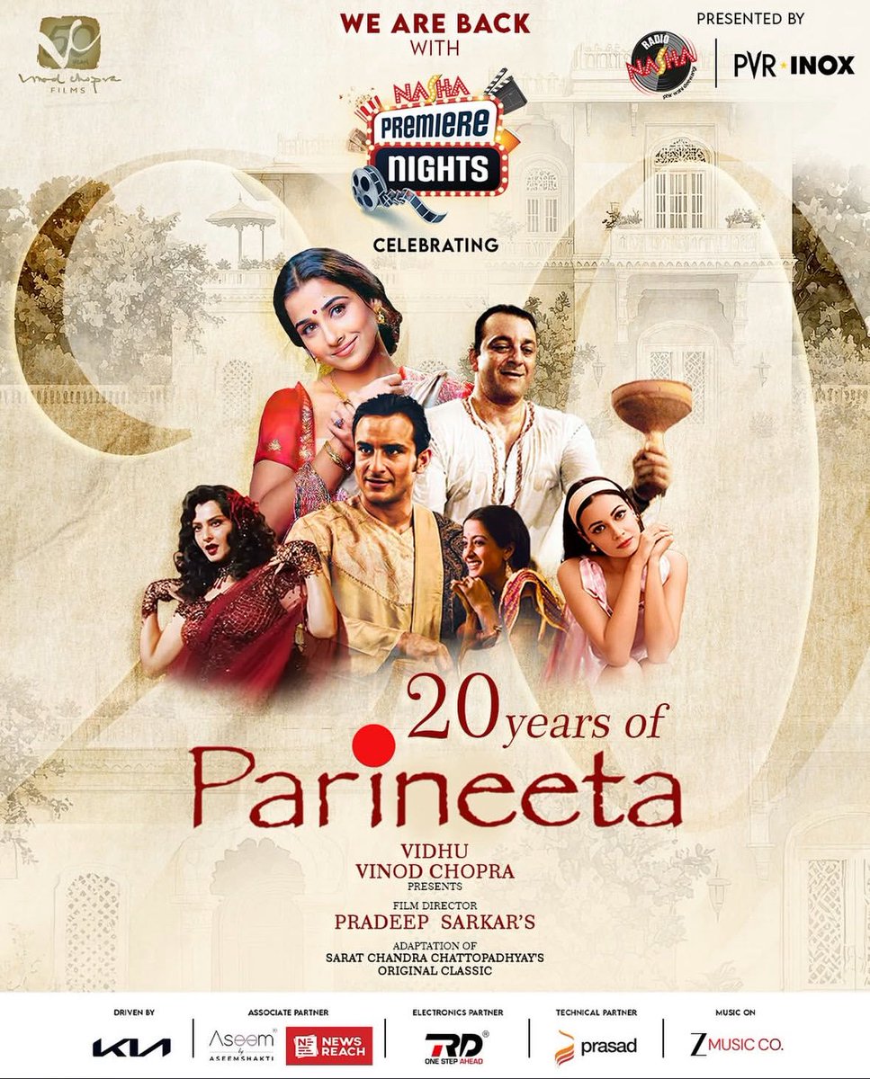 Tonight at #NashaPremierNights ✨ Relive the magic of Parineeta — India’s first film to be digitized &amp; restored in 8K. 

🌸🎬 A timeless story, now reborn with unmatched brilliance. #ParineetaIn8K #RadioNasha

<a href="/PrasadCorp/">Prasad Corp</a>