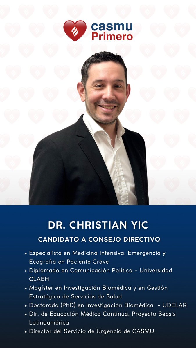 Liderar en CASMU significa mirar hacia adelante con responsabilidad y compromiso.
Nuestra institución necesita continuar con estabilidad, calidad asistencial y un rumbo claro. Desde la Emergencia he aprendido que cada decisión cuenta y que los resultados se logran trabajando en