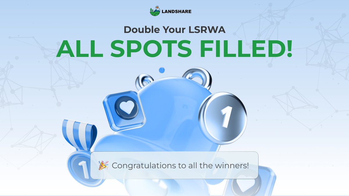 ✅ Double Your $LSRWA — Completed!

Big thanks to everyone who joined in and took the chance to double their #RWA investment! 💚

If you missed out on the first 100 purchases, don’t worry, we’ve got LSRWA Express feature and Double Campaign 2.0 coming soon 👀

🏆 For those who