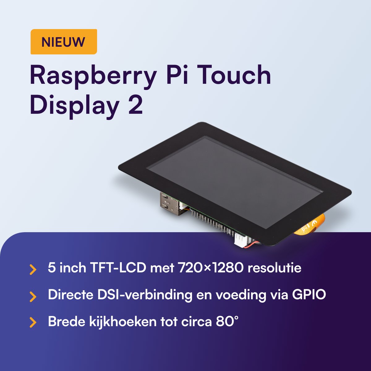 De Raspberry Pi Touch Display 2 – 5 inch biedt haarscherpe 720×1280 resolutie, vloeiende multitouch en eenvoudig plug &amp; play via DSI en GPIO. Perfect voor je Pi-projecten ⚡

Bestel vandaag nog via: ow.ly/Z8ia50WHzJ4