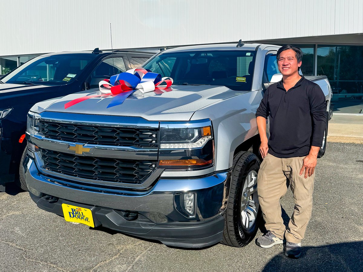 🎉 Congratulations to Trung on becoming the proud owner of this striking Chevrolet Silverado! 👏  Nate and the rest of the Bill Dodge Pre-Owned team wish you many miles of adventure ahead! 🙌

#BillDodgeDifference #ChevroletSilverado #HappyCustomer #TruckLife