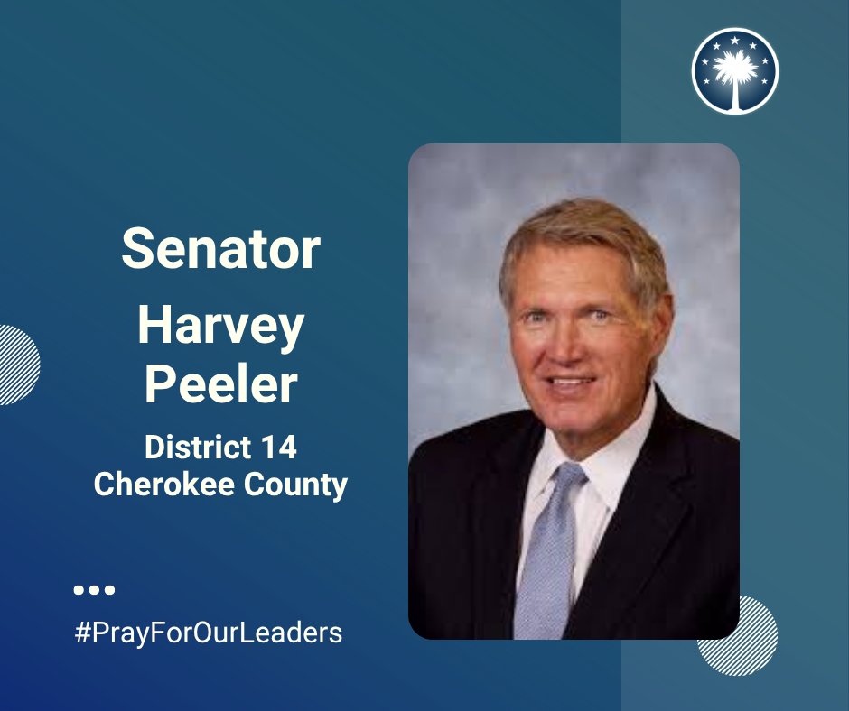 Today, we are praying for State Senator <a href="/harveypeeler/">Harvey Peeler</a>.

1st Timothy 2:1-3 #PrayForOurLeaders #biblicalworldview