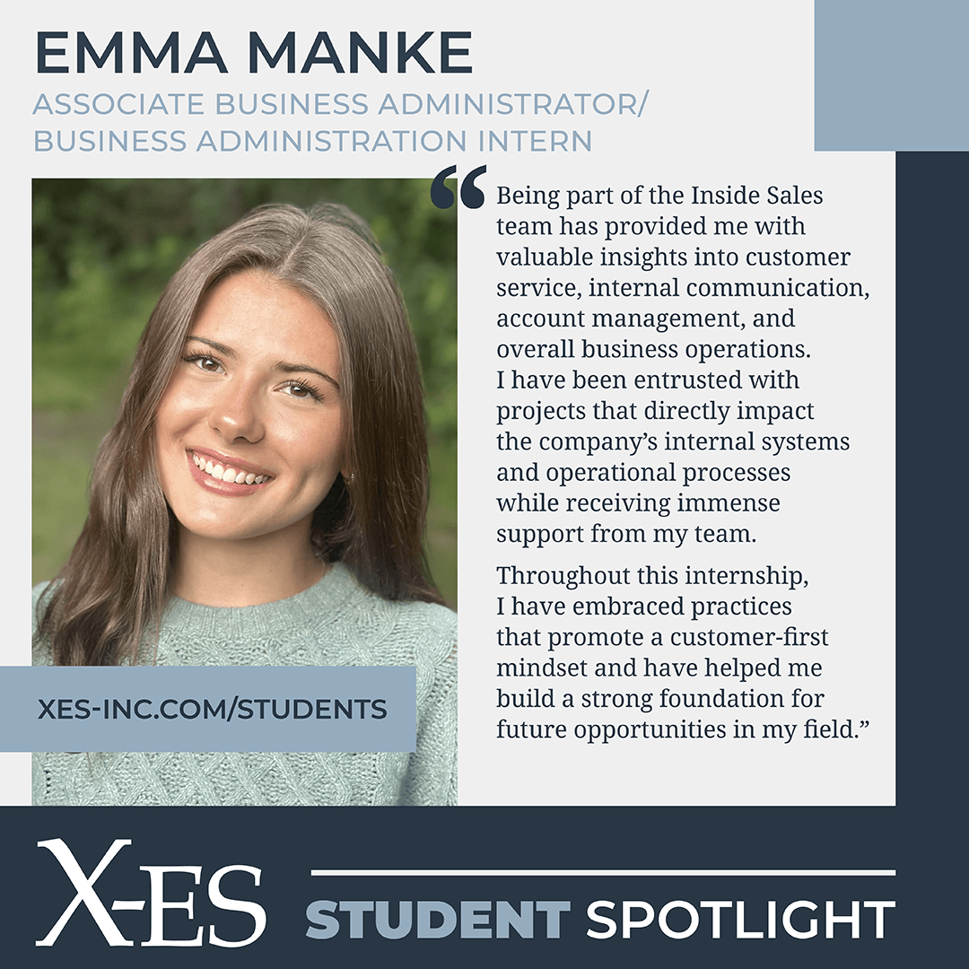 X-ES Careers (@xes_careers) on Twitter photo This month’s X-ES Student Spotlight is Emma, a Marketing major from <a href="/UWLaCrosse/">UW-La Crosse</a>! Here's what she has to say about the opportunities that our internships offer students like her. This month’s X-ES Student Spotlight is Emma, a Marketing major from <a href="/UWLaCrosse/">UW-La Crosse</a>! Here's what she has to say about the opportunities that our internships offer students like her.