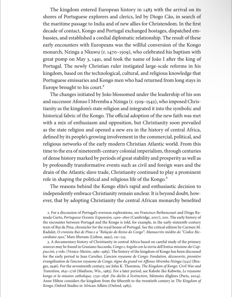 LastMFLeft's tweet image. Good source on the introduction of Christianity into Africa, specifically in the Kingdom of Kongo. 

History will reveal that there was no forced conversion or colonization. Christianity in the Kongo was welcomed and almost immediately implemented as the Kingdom’s state religion.