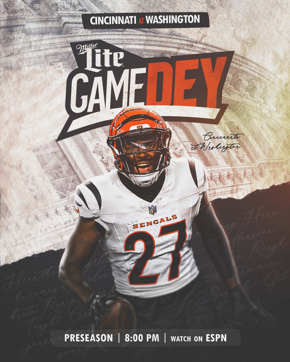 Print it. Frame it. It’s game day. 

<a href="/MillerLite/">Miller Lite</a> | #CINvsWAS 8:00pm on <a href="/espn/">ESPN</a>