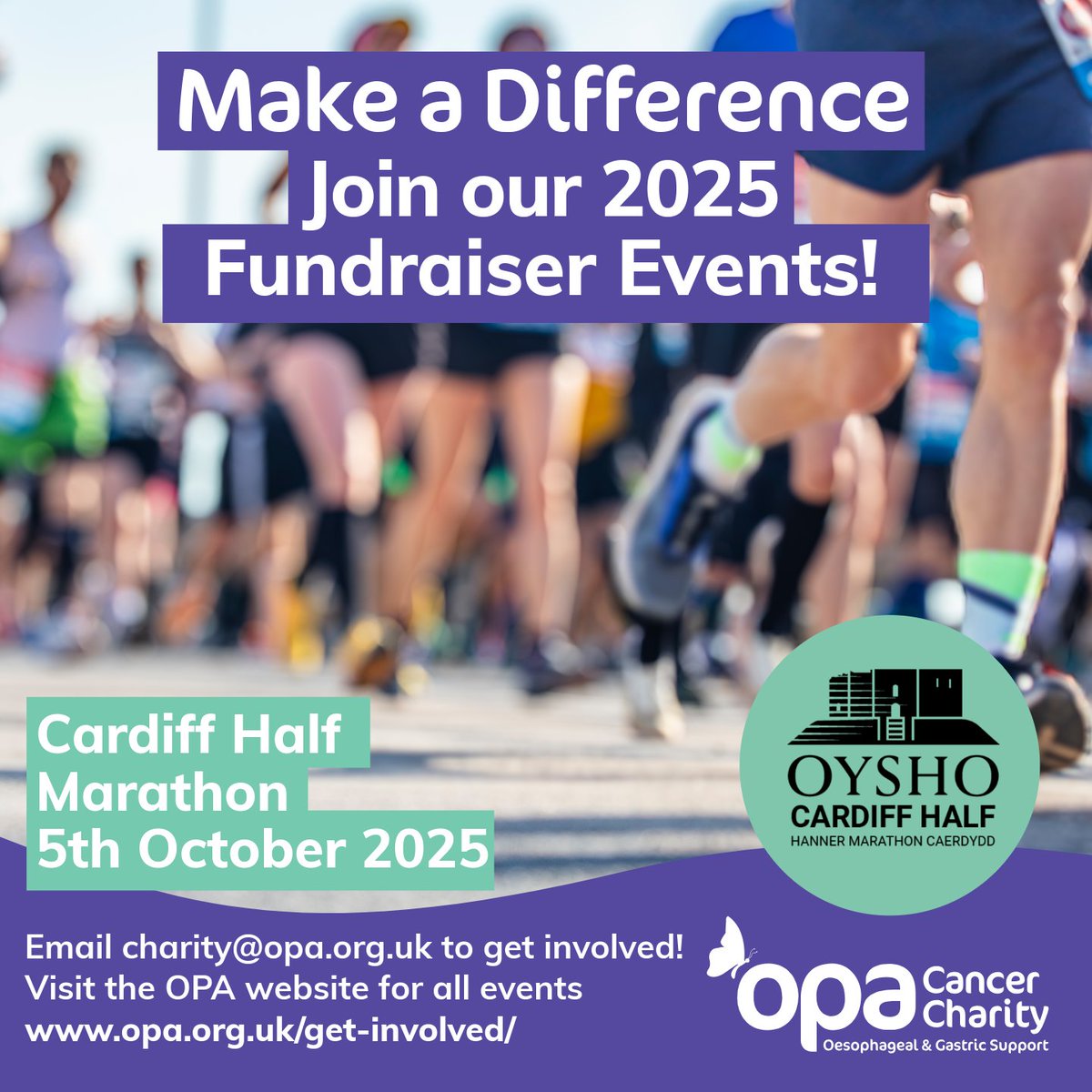 OPA_UK's tweet image. Are you interested in taking part in the Cardiff Half Marathon??

Email charity@opa.org.uk today, to secure your place!

#fundraising #oesophagealcancer #gastriccancer #acidreflux #running #marathon