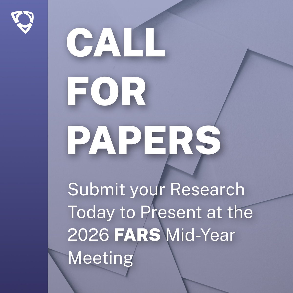 The 2026 FARS Midyear Meeting will be held in San Antonio, TX, from 1/22-24, 2026. We seek submissions of high-quality academic papers for a top-notch research program. 

🗓️ Submission Deadline: September 15 
🔎 Learn more on how to submit at bit.ly/4fClIpj 

#AAAHQ