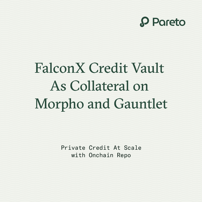 paretocredit's tweet image. 🚨 For the first time, Pareto Credit Vault can be used as collateral!
You can now borrow $USDC on @MorphoLabs by using capital deposited in the @FalconXGlobal Credit Vault as collateral: app.morpho.org/ethereum/marke…
Looking for leverage? Explore the @gauntlet_xyz and @aerafinance…