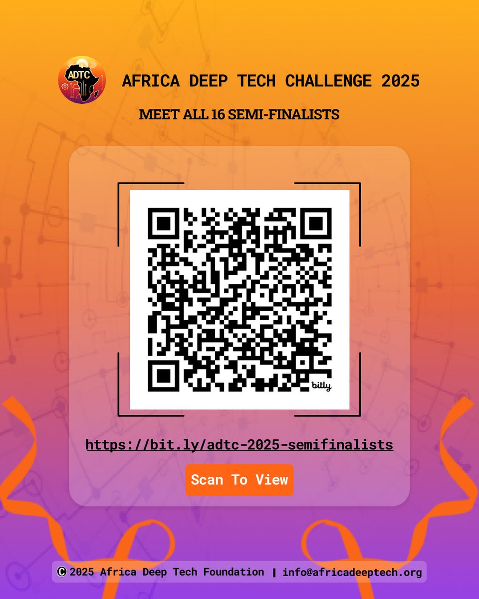 A🧵 Introducing all the 16 #AfricaDeepTechChallenge2025 semifinalists! 
You can view them all here: bit.ly/adtc-2025-semi…
#ADTC2025
👇