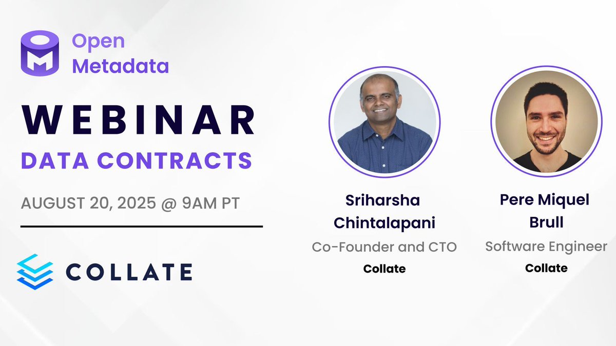 In &lt; 48 hours! Attend our next online Meetup "Formalizing Agreements Between Data Producers and Consumers with OpenMetadata Data Contracts!” 

Join us as we introduce the first open-source, collaborative platform for data contracts!

Sign up here!: meetup.com/openmetadata-m…