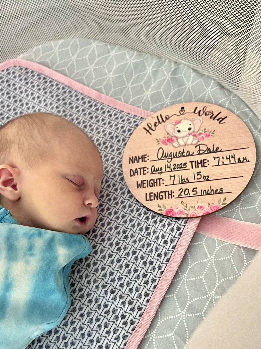 Kat_Cammack's tweet image. We’d like to formally introduce Ms. Augusta Dair aka Baby Peanut! Baby Auggie (as mom calls her or Gussasaurus as Dad calls her) made her debut on August 14th after a very long &amp;amp; tough labor. Baby is doing great and already showing us her sweet and sassy personality while Mom is…