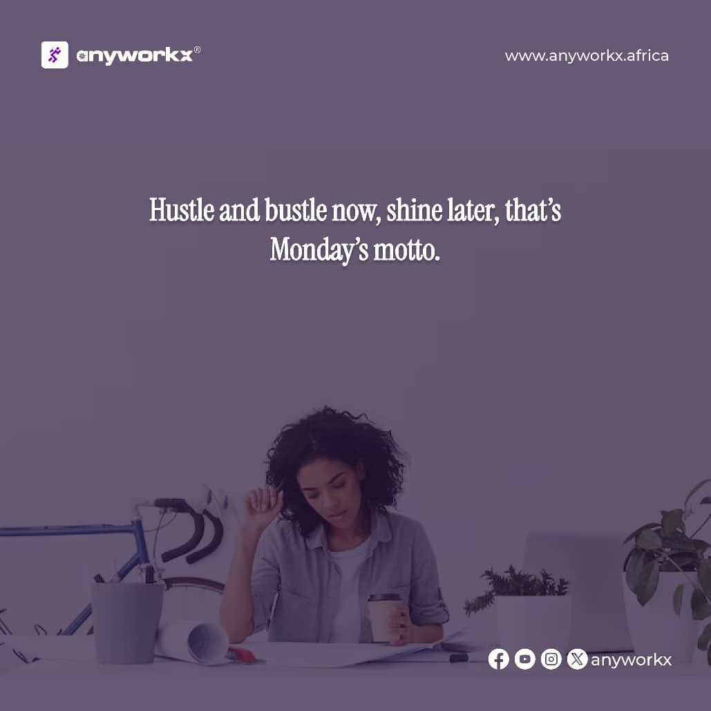 💼✨ Hustle hard, shine brighter! Mondays remind us that the grind today brings the glow tomorrow. 

With the AnyworkX App, you don’t have to do it all alone

—book trusted vendors near you, save time, and focus on what truly matters.

📲 Download the AnyworkX App today and make