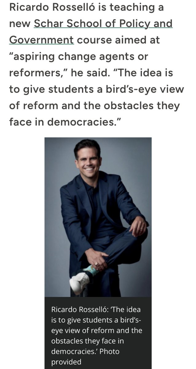 Ricardo Rosselló (@ricardorossello) on Twitter photo Excited to share that I’m teaching a new course at <a href="/GeorgeMasonU/">George Mason University</a>’s Schar School of Policy and Government: Reform in Democracies. Here’s a piece by Buzz McClain highlighting the course: schar.gmu.edu/news/2025-08/g…
Grateful for the opportunity! Excited to share that I’m teaching a new course at <a href="/GeorgeMasonU/">George Mason University</a>’s Schar School of Policy and Government: Reform in Democracies. Here’s a piece by Buzz McClain highlighting the course: schar.gmu.edu/news/2025-08/g…
Grateful for the opportunity!