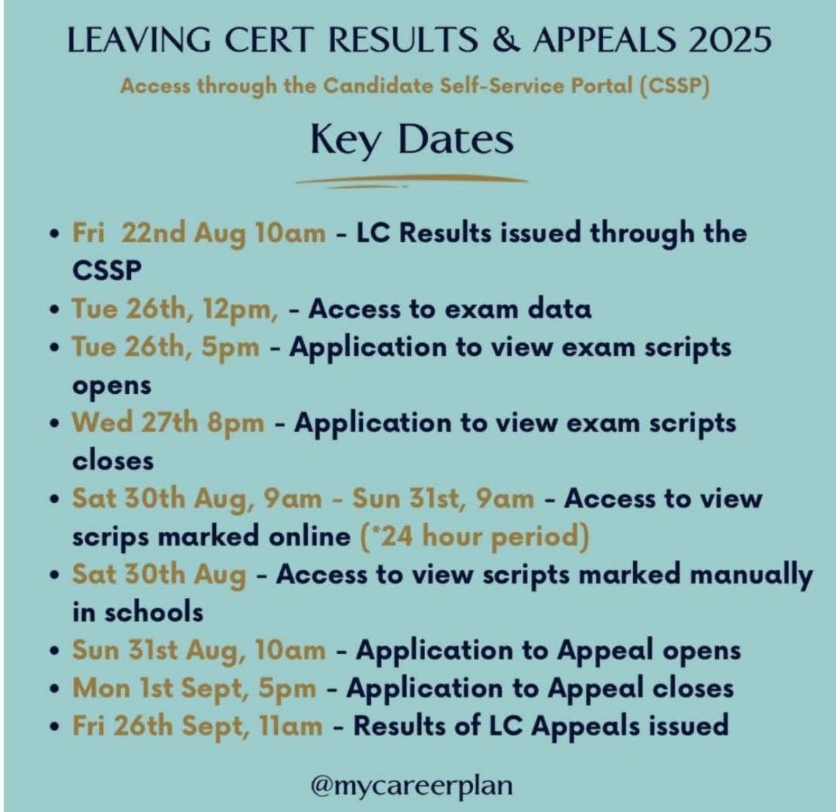 ‼️Leaving Certificate Results 2025 ‼️ 

The Class of 2025 will receive their Leaving Certificate results this Friday 22nd August via the Candidate Self-Service Portal. 

All information needed are in the slides below ⬇️