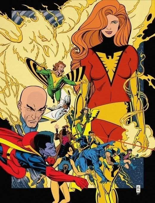 An amazing Dark Phoenix Saga illustration by Paul Smith from 1994. As you can see, it looks like it's not the comics version of the Dark Phoenix Saga but the animated series. Does anyone know what this was commissioned for?