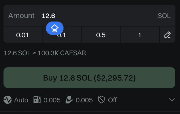Caesar is now live, and available to use.

To get access to the Alpha product you just need to hold 100k $CAESAR ($2.3k at current prices).

If you want to wait, then the Beta product will be available in a week for those holding 10k $CAESAR ($230 at current prices).

Give it a