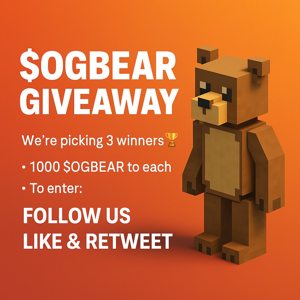 🚨 OGBears Giveaway Alert! 🚨
We’re giving away 1,000 $OGBEAR tokens EACH to 3 lucky winners 🐻💎
✅ Follow us
✅ Like this post
✅ Retweet it

⏳ Only 24 hours to enter – winners will be announced tomorrow!
Don’t miss . 
$OGBEAR early… 🔥
Mint Link : fuzzybearspixel.space