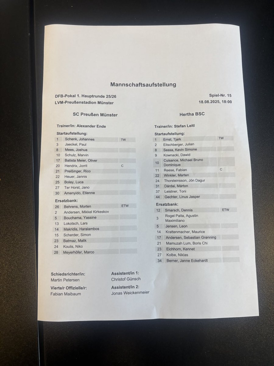 So starten die #Preußen im DFB-Pokal gegen #Hertha