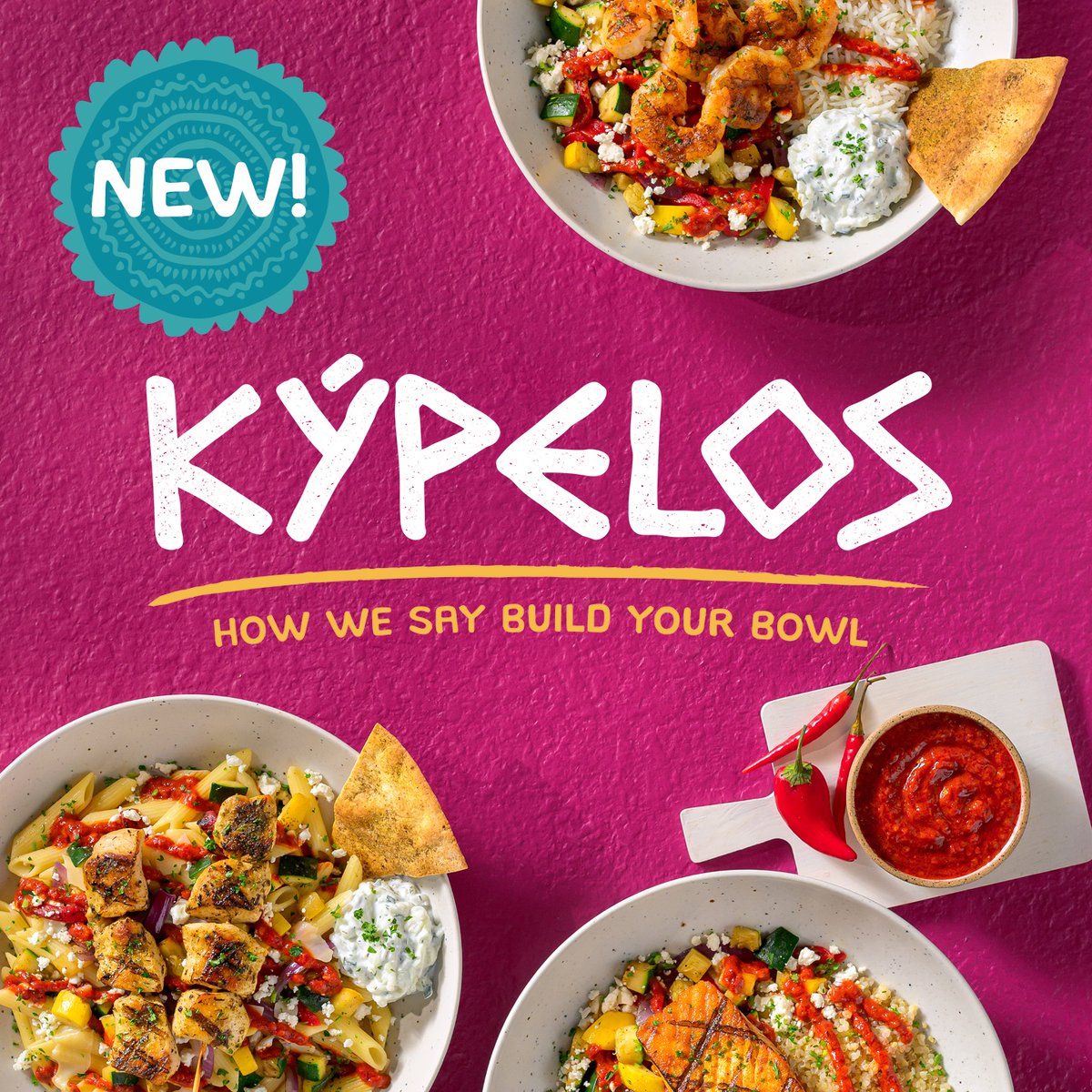 🎉 Introducing Kypelos – fresh, bold, and uniquely Taziki's Mediterranean bowls. 
#Kypelos #MediterraneanBowls #itshowwesaybowls
