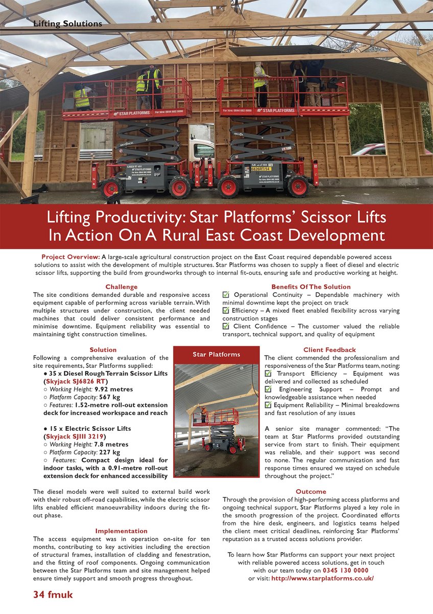 FMUKmagazine1's tweet image. Latest Issue 📰: @StarPlatforms was chosen to supply a fleet of diesel and electric #ScissorLifts to support a large-scale build with powered #AccessSolutions, ensuring #safe and #productive #WorkingAtHeight.

➡️fmuk-online.co.uk/lifting-produc…
#facman #FacilitiesManagement #performance