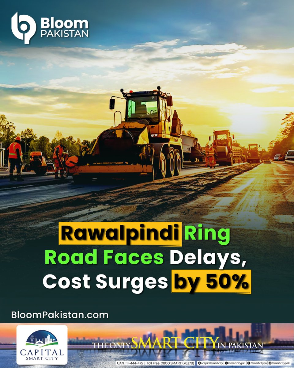 bloom_pakistan's tweet image. The Rawalpindi Ring Road project, one of the city’s most anticipated infrastructure ventures, faces further setbacks as its completion deadline of December 2025 is now unlikely to be met.

Read More:
bloompakistan.com/rawalpindi-roa…

#BloomPakistan @GovtofPakistan  #MaryamNawazSharif