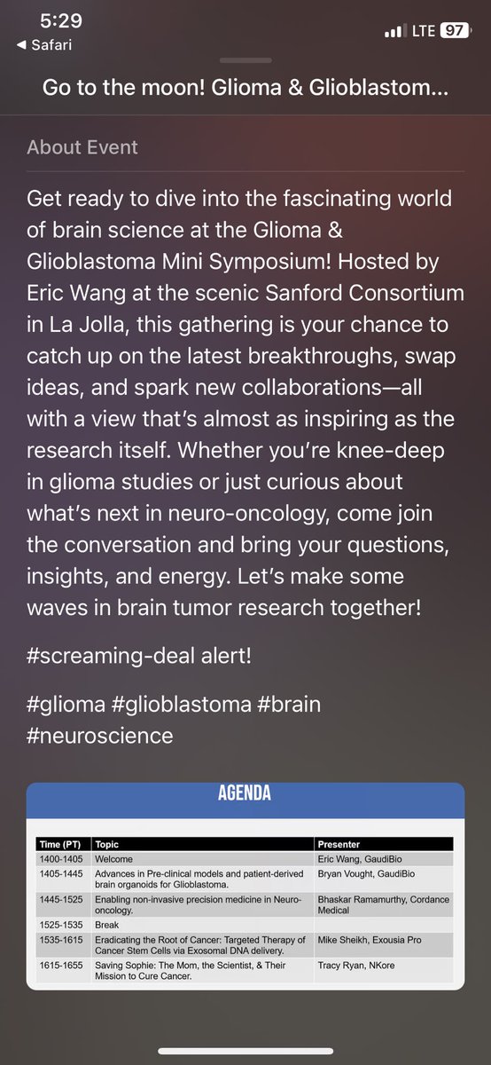 MikeSheikh2's tweet image. On my way to SanDiego to present at the Mini #glioblastoma symposium. There will be a chance for one on ones with investors. This is a deeply committed group of individuals that wants to see advancements in #GBM