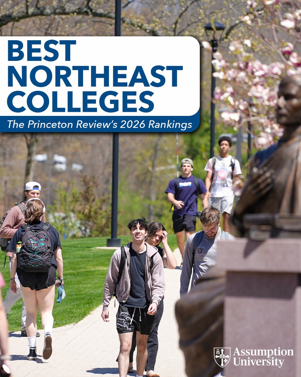 AssumptionUMA's tweet image. We’re proud to share that Assumption University has once again been recognized by The Princeton Review (@ThePrincetonRev)  as one of the Best 391 Colleges in America for 2026! 💙🐾

Read More: assumption.edu/news-and-event…