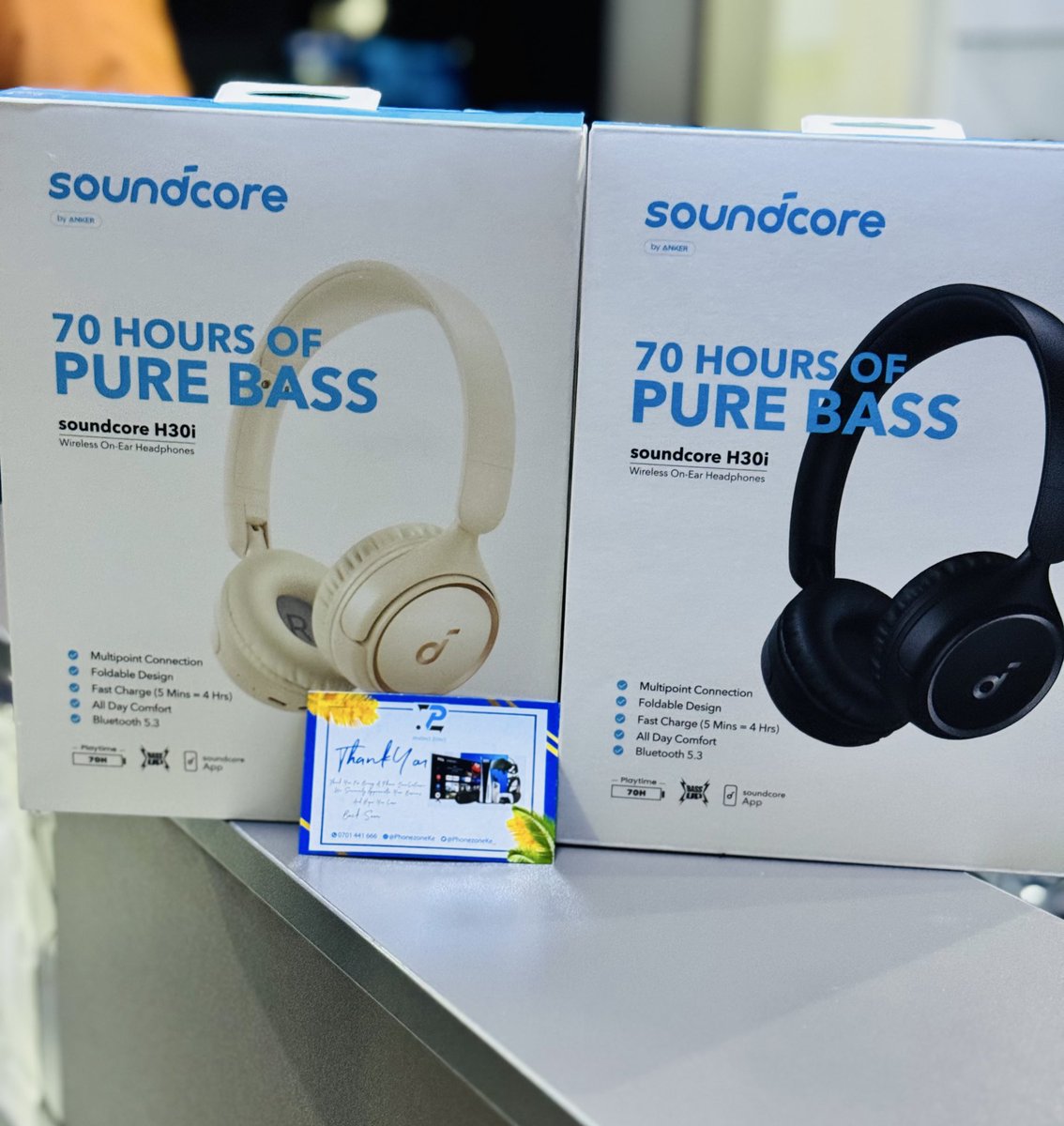 Soundcore by Anker H30i headphones

Foldable Design
Pure Bass
70H Playtime
Bluetooth 5.3
Lightweight and Comfortable
App Connectivity
Multipoint Connection

Kshs 4,900