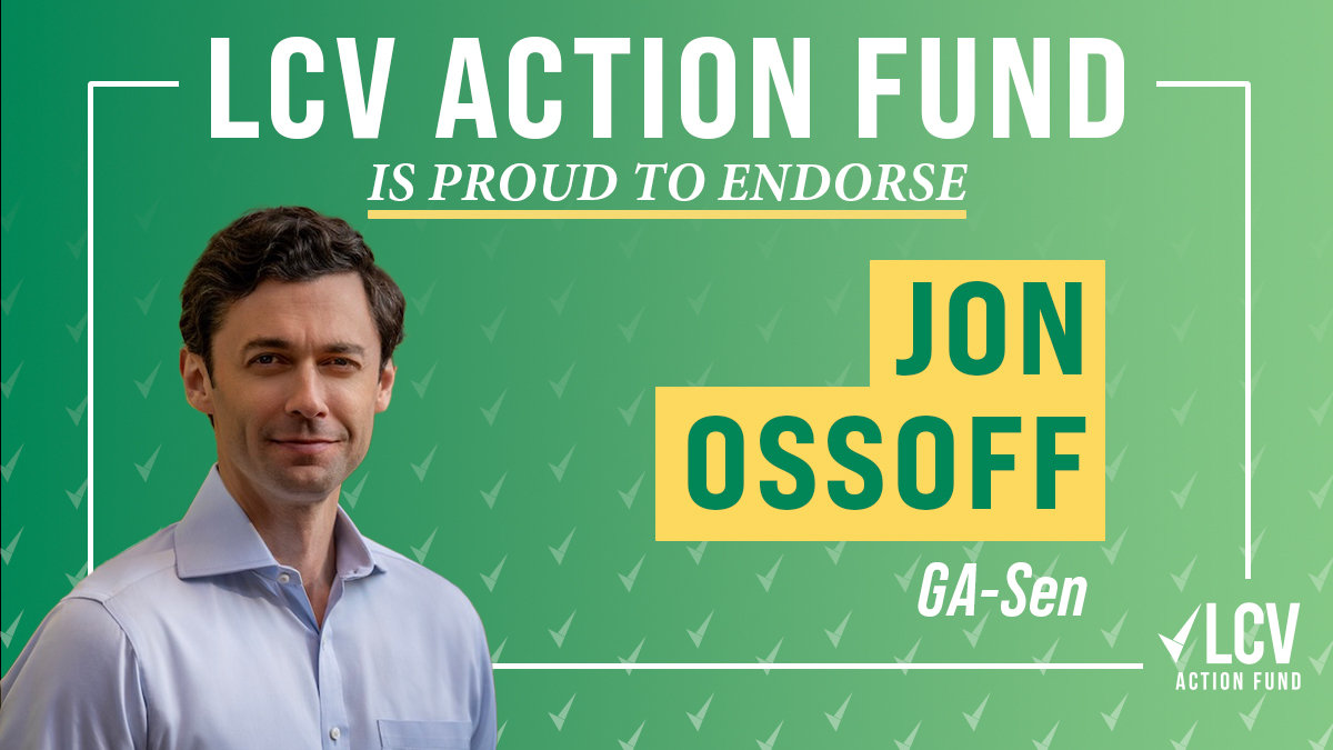 #LCVAF is thrilled to endorse <a href="/ossoff/">Jon Ossoff</a> for re-election in #GASen. 

Senator Ossoff has fought tirelessly to protect the health and safety of our communities, our environment, and our democracy during his first term. We know he’ll continue to do so after his re-election.