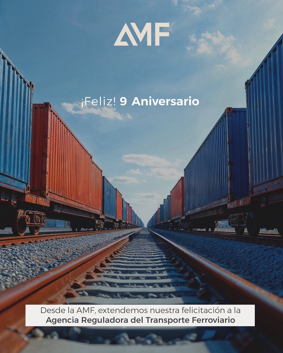 AMF (@amferrocarriles) on Twitter photo Reconocemos a la <a href="/ARTF_mx/">Agencia Reguladora del Transporte Ferroviario</a> por su importante labor para garantizar la seguridad, eficiencia y desarrollo del sistema ferroviario en México
#Aniversario
#ARTF Reconocemos a la <a href="/ARTF_mx/">Agencia Reguladora del Transporte Ferroviario</a> por su importante labor para garantizar la seguridad, eficiencia y desarrollo del sistema ferroviario en México
#Aniversario
#ARTF