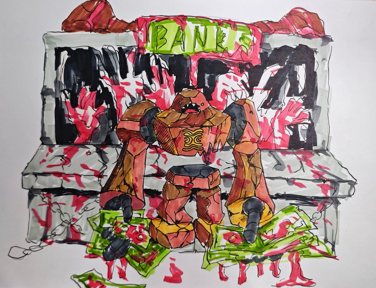 0xbinge baos/acc (@chenlixuannice) on Twitter photo Recently started learning hand drawing.
The background is a bank. Rocky fights the monster bank. Rocky holds a banknote in his hand and drips with blood.
<a href="/SeismicSys/">Seismic</a> <a href="/NoxxW3/">Noxx</a> <a href="/xealistt/">Xealist</a> <a href="/revvETH/">Revv (evm/acc)</a> <a href="/nanajiang8888/">Kristina娜娜酱</a> <a href="/darkknight10899/">origin91</a> #RockyFinans Recently started learning hand drawing.
The background is a bank. Rocky fights the monster bank. Rocky holds a banknote in his hand and drips with blood.
<a href="/SeismicSys/">Seismic</a> <a href="/NoxxW3/">Noxx</a> <a href="/xealistt/">Xealist</a> <a href="/revvETH/">Revv (evm/acc)</a> <a href="/nanajiang8888/">Kristina娜娜酱</a> <a href="/darkknight10899/">origin91</a> #RockyFinans