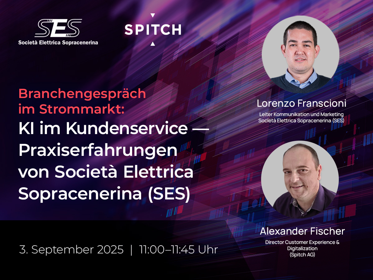 Repetitive Anfragen minimiert – Kundenzufriedenheit maximiert.

SES setzt auf KI-Voicebots und LLM-basierte Chatbots, um Routineanfragen 24/7 zu beantworten.

📅 3. September 2025 | 11:00–11:45 Uhr
👉 Jetzt Platz sichern: spitch.ai/de/veranstaltu…