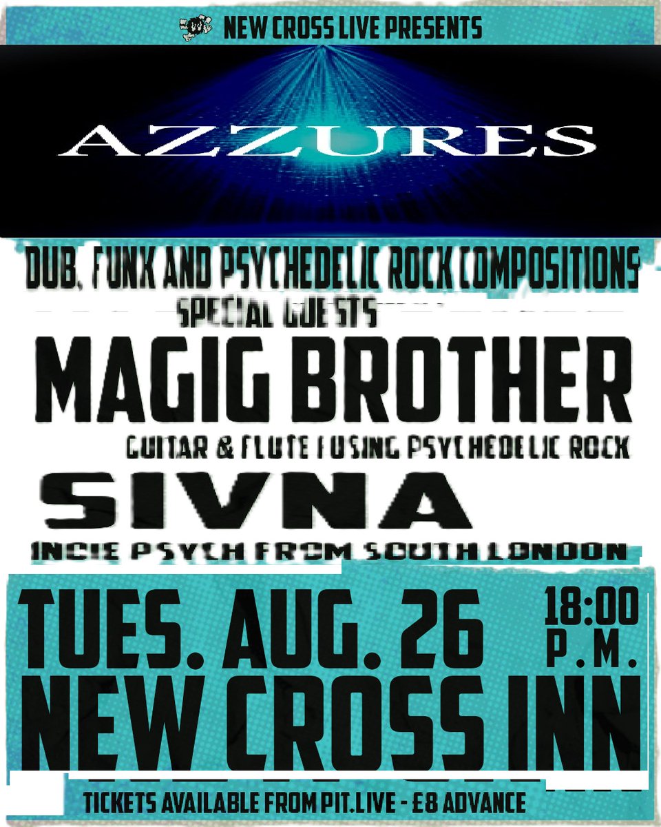 Looking forward to returning to the New Cross Inn on Tuesday 26th August...
See you all there!!

#magicbrotherband
#newcrossinn
#sivnamusic
pit.live/events/azzures…