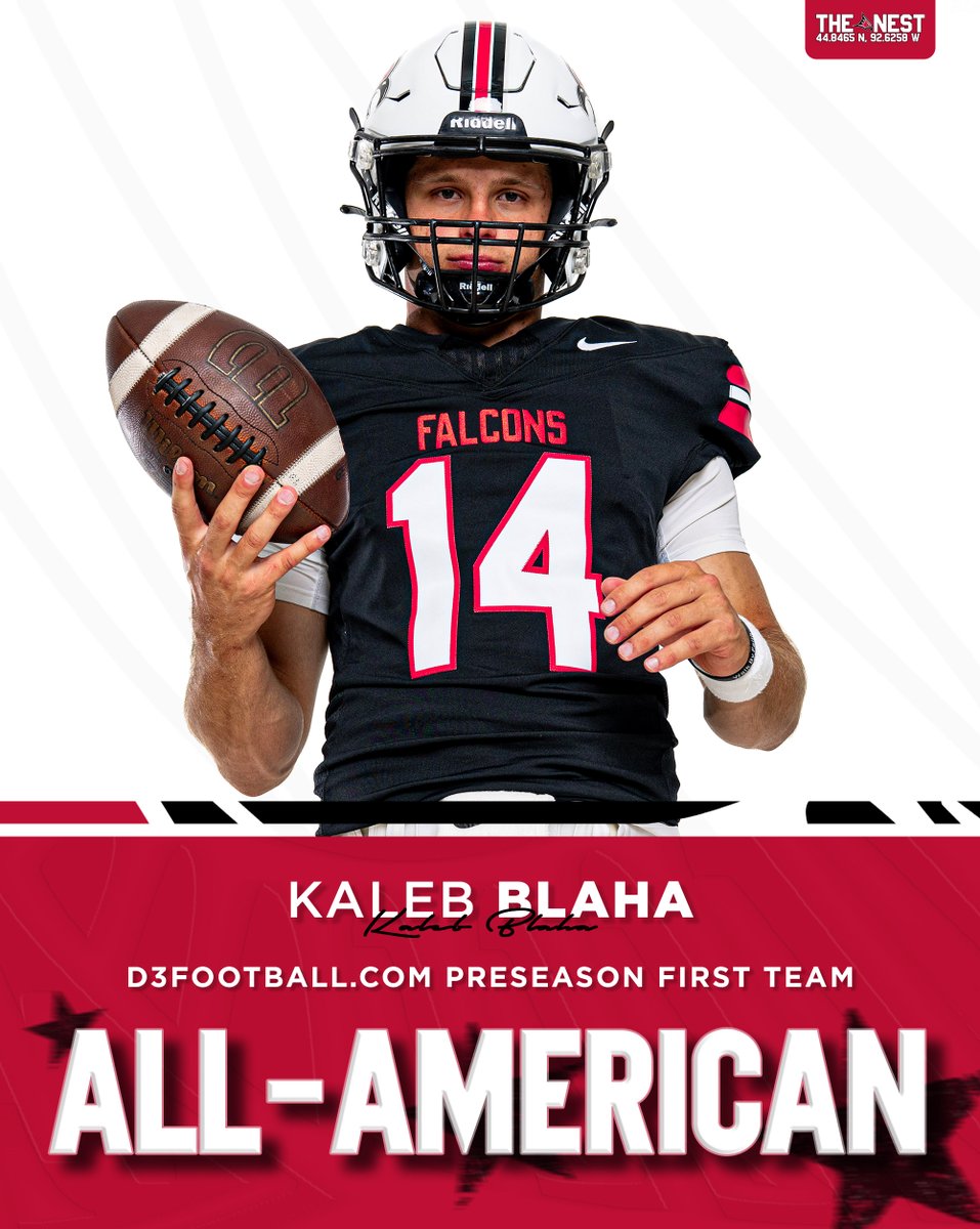 All-American QB1 🇺🇸🏈

Congrats to Kaleb Blaha, named to the D3football.com First Team Preseason All-America Team!

🗞️ » tinyurl.com/5n8x6ew5

#FFT <a href="/UWRFFootball/">Falcon Football</a>