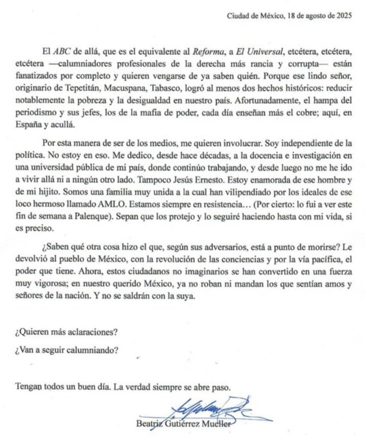 Beatriz Gutiérrez Muller desmiente las versiones de que se mudó a España y deja a todo el PRIANISMO así 🤡

Que gusto iniciar la semana viendo a la derecha quedar como lo que son, unos miserables mentirosos.

#FelizLunes