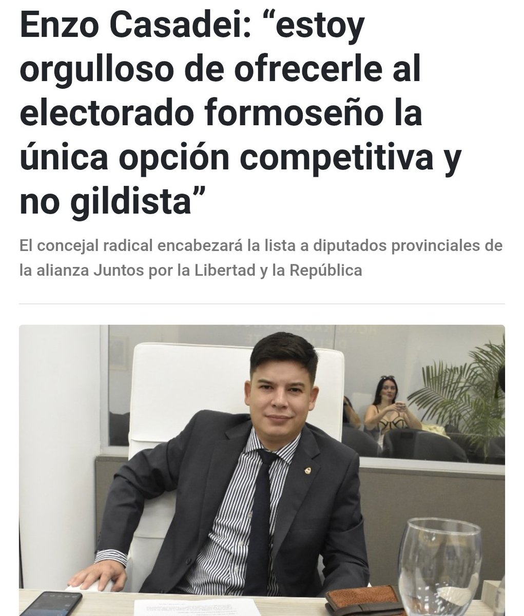 El concejal radical Enzo Casadei encabezará la lista a diputados provinciales de la alianza Juntos por la Libertad y la República
shre.ink/toLB