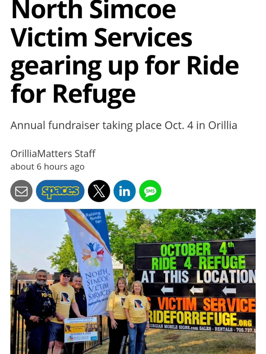 NorthSimcoeVS's tweet image. 🚴‍♀️ The 2nd Annual @rideforrefuge is coming up!

 Learn why we ride, who it helps &amp;amp; how to join in the Aug 15 Orillia M@tters. 

Don’t miss the big news about Harvey’s Orillia meal deal!

👉 rideforrefuge.org/orillia

#ride25Orillia #ride #walk #support #IPV #crisisresponse