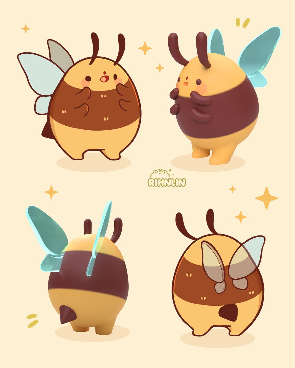 2d bee meets 3d bee 💛