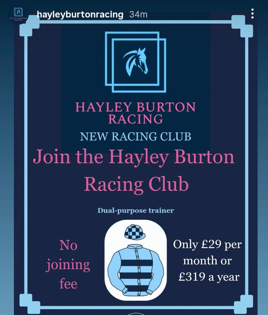 Cat Elliott (@catelliott74) on Twitter photo If you're looking for an affordable entry into racehorse ownership or enjoy being part of a Racing Club then look no further than <a href="/HBurton_Racing/">Hayley Burton</a> If you're looking for an affordable entry into racehorse ownership or enjoy being part of a Racing Club then look no further than <a href="/HBurton_Racing/">Hayley Burton</a>